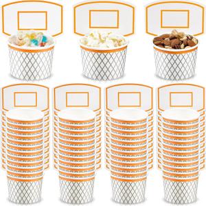 Basketball Hoop Snack Cups Basketball Party Decorations Paper Party Supplies Kids Paper Snack Cups Disposable Treat Food Bowls for Ball Themed Birthday Favors(48 Pieces)