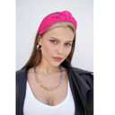 YISSION 1PC Pearl Knotted Headband for Women Non Slip Beaded Headband Wide Pearl Headbands Jeweled Embellished Hairband Hot Pink Head Band Hair Accessories for Women Girls