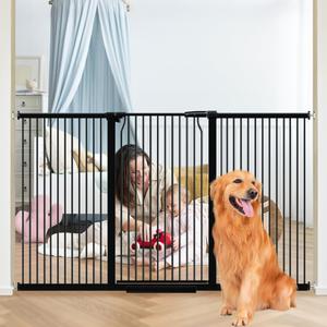 40.55" Tall Wide Baby Gate for Doorways Stairs, 71.2"-76.7" Extra Tall Dog Pet Gates for Large Opening, High Child Kid Safety Door No Drill, Auto Close Cat Proof Hallway Kitchen Indoor House, Black