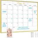Dry Erase Monthly Calendar Whiteboard, 18"x 24" Gold Aluminum Frame, Magnetic White Board for Wall Office/School/Home, Hanging Board for Decoration/Kitchen Grocery ListYL-Gold-4560-B