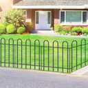 FOREHOGAR Metal Garden Fence 24 in H x 16 ft L, No dig Garden Border Yard Fencing, Dog Fence Outdoor Temporary Animal Barrier for Flower Bed Lawn and Patio, 8 Panels + 9 Stakes Black