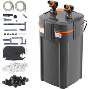 VEVOR Aquarium Filter 396GPH, 5-Stage Canister Filter 125-200 Gallon, Ultra-Quiet Internal Aquarium Filter with UV Protection, Submersible Power Filter with Multiple Function for Fish Tanks, 20W