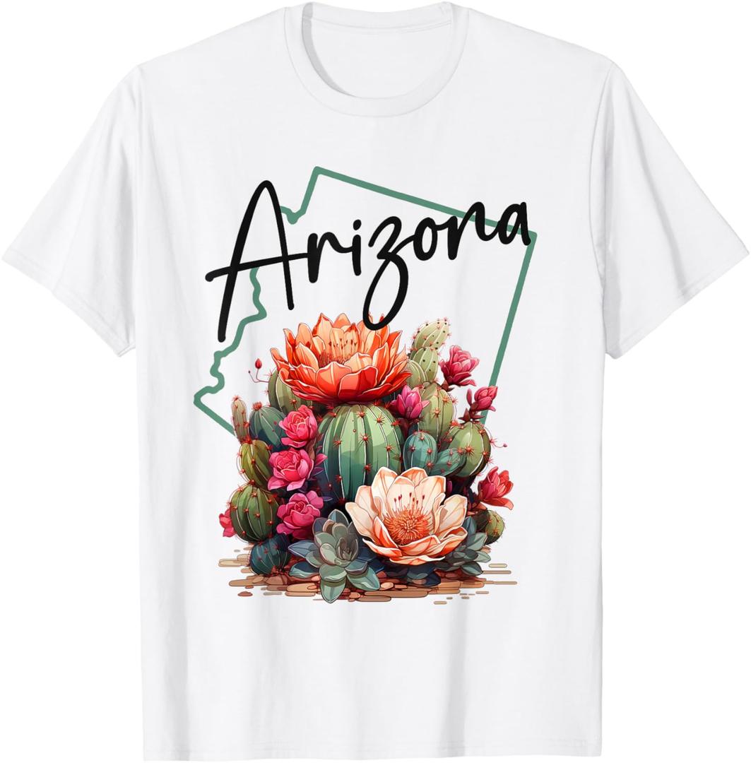Love State of Arizona Blooming Cactus Flowers T-Shirt
