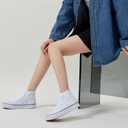 Iarus High Top Sneakers for Women White Canvas Comfortable Shoes for Women Walking Casual Sneakers Tennis Shoes (White, M)