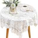 Square Lace Tablecloth 35 X 35 Inch, Off White Lace-Tablecloths & Small Tablecloths Laces Vintage for Round Coffee Table, White Laces Fabric Embroidered Tablecloth for Wedding Rectangle Tables