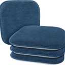 Blue Kitchen Dining Chairs Cushions Set of 4 Non Slip Foam Patio Seat Cushions Washable Soft Thick Pads Large Wooden Metal Tapered Chair Cushions,17" x 15"