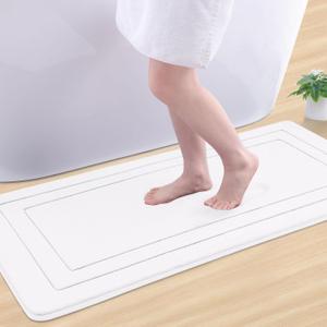 Arotive Memory Foam Bathroom Rug Mat 47x24, Ultra Soft and Absorbent Bath Mat, Machine Wash Dry, Comfortable Bath Rug Carpet for Bathroom Floor, Tub and Shower, White