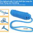 3/4" x 25' Dock Lines 4 Pack, Boat Dock Lines Double Braided Mooring Ropes with Pre-Spliced 15" Loop, Boat Rope Marine Rope High Strength for Docking Tie Down (Lake Blue)