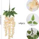IPOPU Champagne Fake Silk Wisteria Flower 4PCS Artificial Wisteria Hanging Flowers Outdoors 23.6inch Faux Hanging Flower for DIY Outdoors Wedding Wall Arch Party Decor(Champagne)