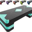 Aerobic Exercise Step, Adjustable Aerobic Stepper for Exercise, Workout Step Platform for Step Up, 26.5" Step Deck with 4 6 8 Adjustable Height Risers, Women Home Gym Cardio Fitness (Turquoise)
