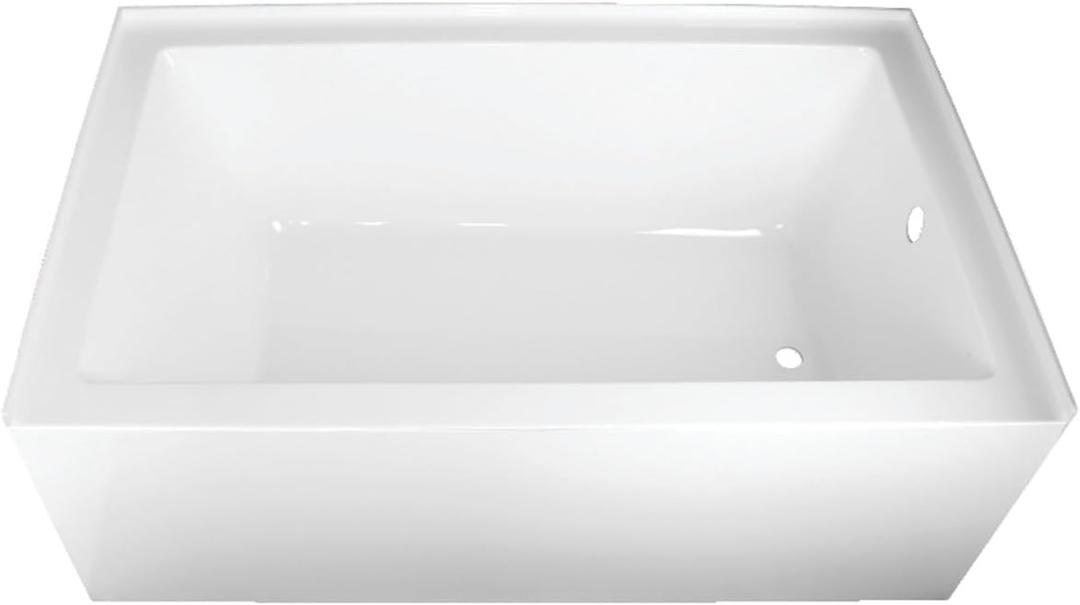 Kingston Brass Aqua Eden VTAP603622R 60-Inch Acrylic Alcove Tub with Right Hand Drain, White