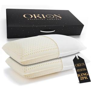 ORION Talalay Latex King Pillows 2 Pack - 100% Natural Latex Foam with L-Shaped Easy-Open Cover, Organic Cotton Protector & Lavender Aroma Bag - No Vacuum Packing  33.46 x 15.75 x 5.91 in