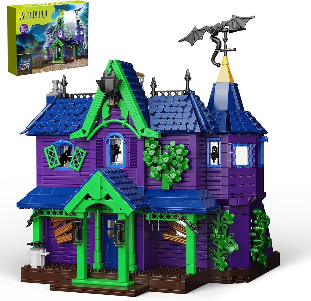 Haunted House Horror Building Set, Spooky Mansion Cartoon Movie House Block Toy Compatible with Lego, Gift and Decor Collection Set for Film Fans Boys & Girls Adult(1461 PCS)