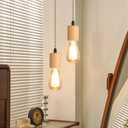Arturesthome Wood Pendant Light Cord Kit with Switch, 9.8FT Vintage Industrial Hanging Light Plug in Lamp Cord with Twisted Nylon Rope Lights Socket E26 E27 for Farmhouse Lamp Cable Retro DIY