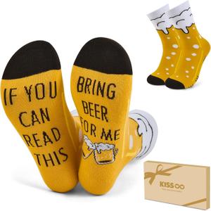 Beer Whisky Gifts Christmas Stocking Stuffers for Dad from Daughter Son Birthday Gifts Funny Socks for Him Men (Beer)