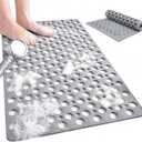 Non Slip Bathtub and Shower Mat, 30x17 in (75x43 cm), Soft Bath Tub Mat with Suction Cups and Bigger Drain Holes, Machine Washable & Quick Easy Dry, Non Slip Bath Mats for Inside Shower, Gray