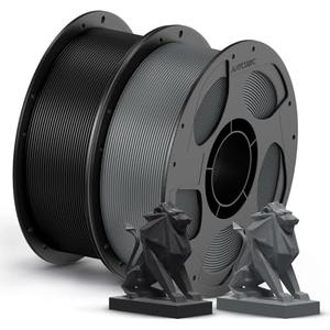 ANYCUBIC PETG Filament 1.75mm Bundle, 3D Printer Filament, Dimensional Accuracy +/- 0.02mm, Exceptional Toughness, 1KG Reusable Spool, 2KG Texture Grey + Black,2pcs