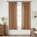 Brown Linen Pleated Curtains 63 Inch Length 2 Panels for Living Room Pinch Pleat Semi Sheer Drapes Light Filtering Window Treatments with Hooks Lightweight for Bedroom Elegant Country Decor 40x63