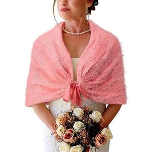BB&KK Womens Knitted Shawl Wraps Winter Bridal Wedding Stole Shrug Party Shoulder Cream Scarf Wrap Warm Dress Cover Up L