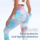 Women's Leggings Seamless Tie-Dyed Yoga Pants High Waist Tummy Control Workout Tights (Large, Multicolor)