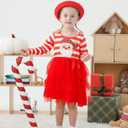 Vieille Toddler Baby Girls Tulle Dress Long Sleeve Princess Party Skirt Clothes for Christmas 2-6 Years (Red)