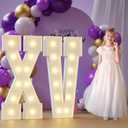 Marquee Numbers 15th-Birthday Large Decorations: 4ft Light Up Letters XV Birthday Sign for Boy Girl Quinceanera Anniversary Mosaic Party Decor Backdrop Big Foam Board Letter XV