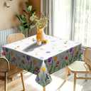 Kawani Spring Summer Flowers Square Tablecloth 54 Inch Watercolor Spring Wild Flowers Table Cloth Tulip Lavender Table Cover Reusable Polyester Farmhouse Tablecloths for Kitchen Dining Outdoor Decor