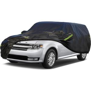 KouKou Waterproof SUV Car Cover Suitable for Ford Flex from 2008 to 2019, 7 Layers Windproof All Weather Waterproof Outdoor Cover Sun Rain UV Dust Snow Protection. Black