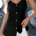BLENCOT Women Summer Tank Tops Casual V Neck Strappy Loose Beach Sleeveless Shirts Blouses (Black, L)