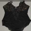 Popilush Shapewear Bodysuit for Women Lace Corset Tops for Large Bust Tummy Control Low Back V Neck Thong Bodysuits, L