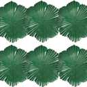 Green Charger Plates Flower Shape, 13 Inch.Set of 6 Plastic Decorative Plates for Table Setting, Party, Wedding 