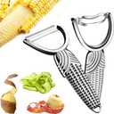 2 x 2 Packs Corn Vegetable Peelers for Kitchen,Durable Non-slip Handle Corn Cob Stripper Tool,Dishwasher Safe Kitchen Gadgets,Stainless Steel Sharp Peelers for Veggie,Fruit,Potato,Julienne,Carrot, Apple