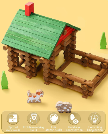 Wooden Log Cabin Set Farm Themed (110 pcs)