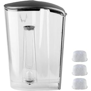 Replacement Part Water Reservoir with Water Filter Holder and 3 Charcoal filters,Compatible with Keurig K-Elite Coffee Maker Only (Brushed Silver)