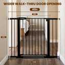Baby Gate with Door, 26-40" Auto Close Dog Gate Indoor for Stairs Doorways, Easy Install Pressure Mounted Pet Gate, Easy Walk Through Child Safety Gate for the House, Black