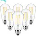 Brightever Dimmable LED Light Bulbs 60W Equivalent, 4000K Neutral White Edison Light Bulb, 7W, 850LM Vintage E26 Base Bulb, 90+CRI, ST58 Clear Glass Antique LED Filament Bulbs for Bathroom, 6-Pack