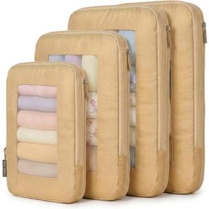 Compression Packing Cubes For Carry On Suitcase 20-22 Inch, 4 Pcs Expandable Packing Cubes For Travel for Luggage, Space Saving Travel Essentials