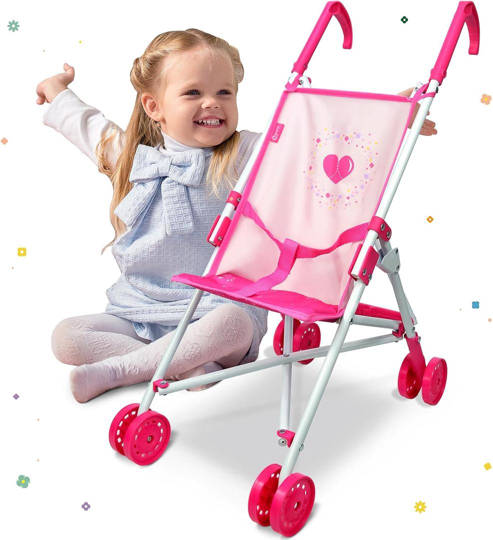 Anivia Baby Doll Collection Doll Stroller Heart Design Gifts for Toddlers and Girls Foldable Doll Stroller Anivia Baby Doll Collection Doll Stroller Heart Design Gifts for Toddlers and Girls Foldable Doll Stroller