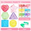 JOYIN 24 Pcs Valentine's Day Sensory Fidget Squeeze Maze Toy with Tags, Water-Filled Sensory Fidget Mazes in 6 Shapes, Calming Toys for Kids Classroom Activity Prize Goodie Bag Stuffers Party Favor