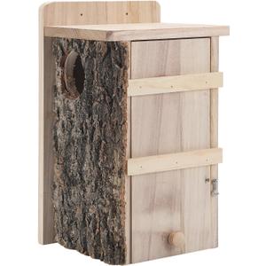 1 Pcs Squirrel Nesting Box Squirrel House for Outside Nesting Hanging Handcrafted Thick Wood Winter Chipmunk Outdoor Shelter Garden Yard Support Local Wildlife Easy to Install (Vertical)