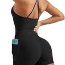 OMKAGI 2 Piece Workout Sets for Women Padded Sports Bra Tank Booty Gym Shorts with Pockets Size XL