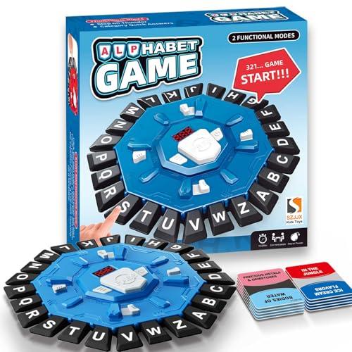 Word Game Family Board Games for Kids & Adults with 2 Modes,220 Topic Categories 24 Letters Pressing Games,Fun Fast-Paced Learning Game with English Pronunciation for Boys Girls Age 3+,35 Cards, Blue