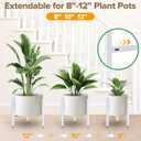 Plant Stand Indoor Adjustable, Metal Modern Indoor Plant Stand, Heavy Duty Plant Stands Outdoor Corner, Stable Plant Holder, Fits 8 to 12 Inches Pots, White, 1 Pack, Pot & Plant Not Included