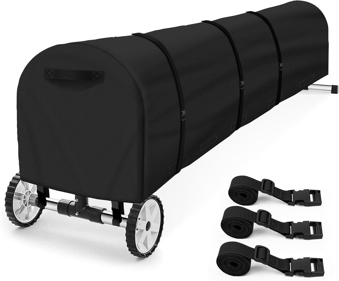 Swimming Pool Solar Reel Cover, 16Ft UV Resistant Inground Pool Solar Protective Blanket Reel Cover 420D Heavy Duty Waterproof Winter Solar Blanket Reel Roller Covers Protector (20Ft, Black)