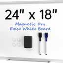 VUSIGN 24" x 18" Magnetic Whiteboard for Wall, Dry Erase Board with Silver Frame, Hanging White Board for Office, Home, School, Dorm  Includes Markers, Magnets & Eraser