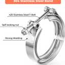 5 Inch V Band Clamp 304 Stainless Steel, for Turbo Exhaust Downpipe, Racing Ford Pickup Truck Exchange Exhaust Systems(2 Pack)