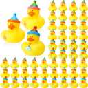 Deekin 24 Pcs Birthday Rubber Ducks Party Rubber Duck 2 Inch Small Rubber Ducks Mini Rubber Duckies Safe Bathtub Bathing Toy Party Favors Birthday Gifts for Baby Shower, Pool, New Year, Christmas