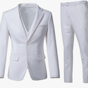 Men's 3 Piece Slim Fit Suit Set, Two Button Blazer Solid Jacket Vest Pants Wedding Business Suit M