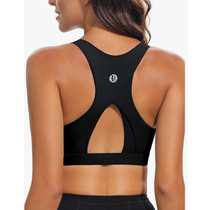 RUNNING GIRL High Impact Sports Bras for Women,Racerback Running Bra Workout Crop Tank Tops Longline Sports Bra Push up, Small , Black 