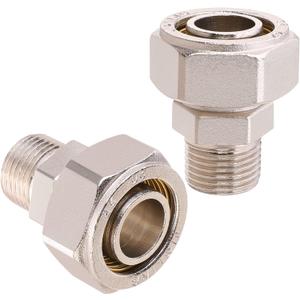 3/4 Straight Air Piping Fittings, 3/4 x 1/2 Male NPT Threads Adapter Fittings, Seal Taped Needed, Brass-Nickel Plated, 2PCS For Shop Compressed Air Line System
